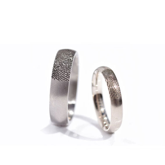 Fingeraftryk titanium og hvidguldsring